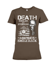Load image into Gallery viewer, Death Smiles At Every Marines Smile Back Ladies Tee