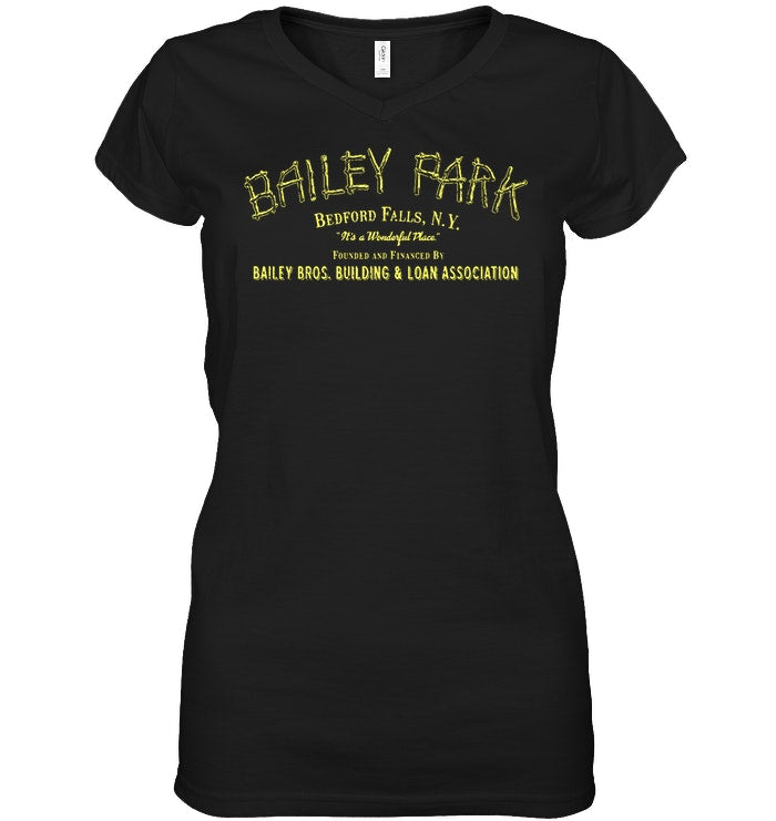 Bailey Park Bedfork Falls Ny Quote Name T-Shirt Ladies V-Neck