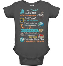 Load image into Gallery viewer, Crocheting Everywhere Black Quote T-Shirt Baby Onesie