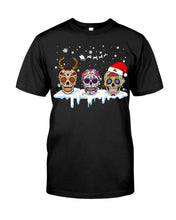 Load image into Gallery viewer, Merry Christmas Three Skulls Christmas T-Shirt Gift Ladies Flowy Tank