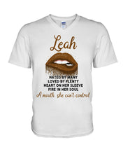 Load image into Gallery viewer, Leah A Mouth She Can't Control Quote Name T-Shirt Guys V-Neck