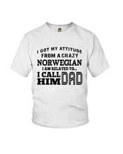 Load image into Gallery viewer, Attitude From Crazy Norwegian Dad Norway Love T-Shirt For Dad Youth Tee