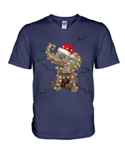 Load image into Gallery viewer, Elephant Color Light Christmas Gift Tee Guys V-Neck