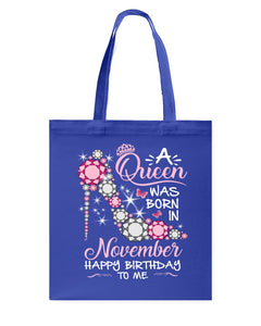 Happy Birthdat To November Queen T-Shirt Basketweave Tote Bag