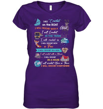 Load image into Gallery viewer, Crocheting Everywhere Black Quote T-Shirt Ladies V-Neck