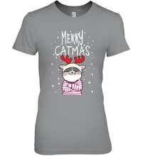 Load image into Gallery viewer, Funny Merry Catmas Christmas Gift Shirt Ladies Tee