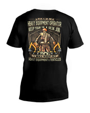 Load image into Gallery viewer, Heavy Equipment Operator Black T-Shirt Guys V-Neck