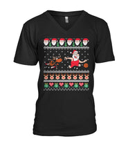 Load image into Gallery viewer, Christmas Santa Reindeer Play Basketball Ugly Sweater Shirt Guys V-Neck