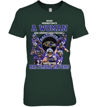 Load image into Gallery viewer, Woman Loves American Football And Baltimore Ravens Gift For Fans Ladies Tee