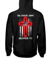 Load image into Gallery viewer, God Country Corps Semper Fi Black T-Shirt Hoodie