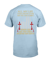 Load image into Gallery viewer, Lived By A Code Back Side T-Shirt Guys Tee