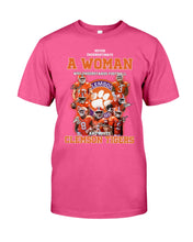 Load image into Gallery viewer, A Woman Loves Clemson Tigers Gift For Fans T-Shirt Guys Tee