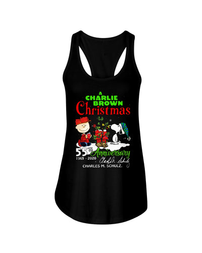 55Th Anniversary A Charlie Brown Christmas Black T-Shirt Ladies Flowy Tank