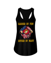 Load image into Gallery viewer, Earned By Few Envied By Many Black T-Shirt Ladies Flowy Tank
