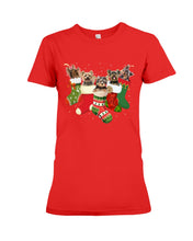 Load image into Gallery viewer, Yorkies In The Socks For Yorkie Lovers Christmas Gift Ladies Tee
