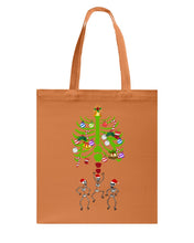 Load image into Gallery viewer, Merry Christmas Funny Dancing Skeleton Basketweave Tote Bag