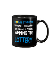 Load image into Gallery viewer, Down Syndrome Lottery Black T-Shirt Gift Mug