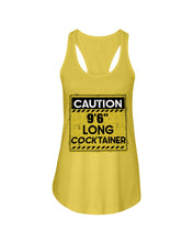 Load image into Gallery viewer, Caution 9&#39;6&#39;&#39; Long Cocktainer Black T-Shirt Ladies Flowy Tank