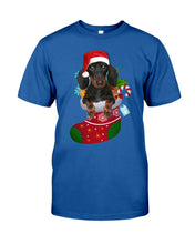 Load image into Gallery viewer, Dachshund In A Sock Christmas Cute Gift For Dachshunds Lovers Guys Tee