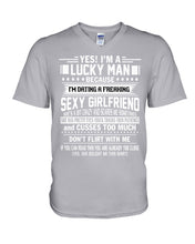 Load image into Gallery viewer, Lucky Man Have Sexy Girlfriend Gift For Couple Tee Guys V-Neck