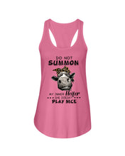 Load image into Gallery viewer, My Inner Heifer Doesn&#39;t Play Nice Funny Quote T-Shirt Ladies Flowy Tank