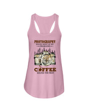 Load image into Gallery viewer, Solve Most Problems Camera Map Photography T-Shirt Ladies Flowy Tank