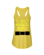 Load image into Gallery viewer, Santa Claus I See Naughty People Christmas T-Shirt Ladies Flowy Tank
