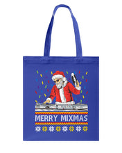 Load image into Gallery viewer, Merry Mixmas - Santa Claus Dj Funny Christmas Gift Basketweave Tote Bag