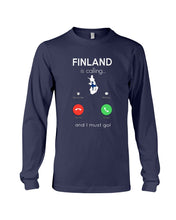 Load image into Gallery viewer, Finland Is Calling Funny Elf Christmas T-Shirt Unisex Long Sleeve