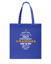 Load image into Gallery viewer, Finnish Crazy Grandma Gift For Grandma Family Basketweave Tote Bag