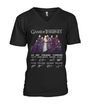 Load image into Gallery viewer, Game Of Throne Autograph 8 Years Anniversary T-Shirtr Guys V-Neck