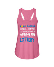 Load image into Gallery viewer, Down Syndrome Lottery Black T-Shirt Gift Ladies Flowy Tank