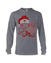 Load image into Gallery viewer, Merry Christmas Nurse Claus Black T-Shirt Unisex Long Sleeve