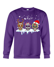Load image into Gallery viewer, Merry Christmas Three Skulls Christmas T-Shirt Gift Sweatshirt