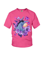 Load image into Gallery viewer, Donkey Loves Purple Flowers Custom T-Shirt Youth Tee