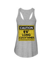 Load image into Gallery viewer, Caution 9&#39;6&#39;&#39; Long Cocktainer Black T-Shirt Ladies Flowy Tank