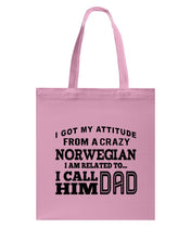 Load image into Gallery viewer, Attitude From Crazy Norwegian Dad Norway Love T-Shirt For Dad Basketweave Tote Bag