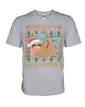 Load image into Gallery viewer, Merry Slothmas Christmas Gift For Kids Family Gift T-Shirt Guys V-Neck