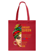 Load image into Gallery viewer, January Queen 3 Sides Horoscopes T-Shirt Basketweave Tote Bag