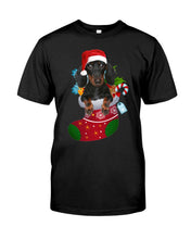 Load image into Gallery viewer, Dachshund In A Sock Christmas Cute Gift For Dachshunds Lovers Guys Tee