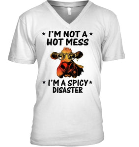 Heifer Not A Hot Mess Spicy Disaster Funny Quote Tee Guys V-Neck