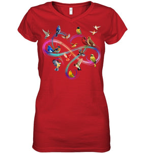 Bird Colorful Infinity Sign Ladies V-Neck