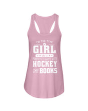 Load image into Gallery viewer, Girl Who Loves Hockey And Books Quote Name T-Shirt Ladies Flowy Tank