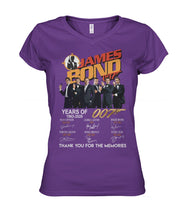 Load image into Gallery viewer, James Bond Anniversary Autograph 1962-2020 T-Shirt Ladies V-Neck