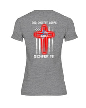 Load image into Gallery viewer, God Country Corps Semper Fi Black T-Shirt Ladies Tee