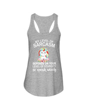 Load image into Gallery viewer, Unicorn Sarcasm Speak Wisely Funny Quote Ladies Flowy Tank