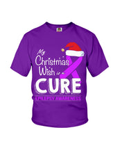 Load image into Gallery viewer, Epilepsy Awareness - My Christmas Wish Is A Cure Youth Tee