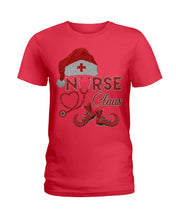 Load image into Gallery viewer, Merry Christmas Nurse Claus Black T-Shirt Ladies Tee