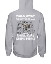 Load image into Gallery viewer, Grumpy Old Man Anger Issue For Stupid People Black T-Shirt Hoodie