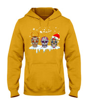 Load image into Gallery viewer, Merry Christmas Three Skulls Christmas T-Shirt Gift Hoodie